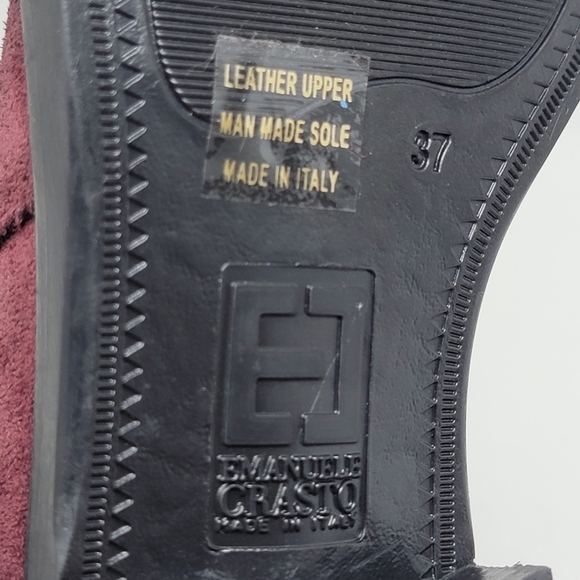 Emanuele Crasto Women's Mid Calf Burgundy Leather Boots Made In Italy Sz 37 New - Picture 4 of 12